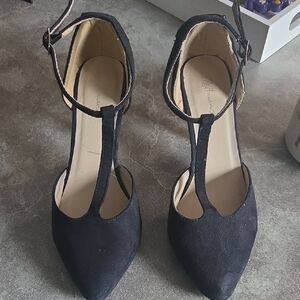 Black Ankle Strap Women's Shoes